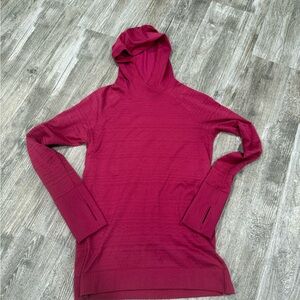 LULULEMON Magenta Hooded Long Sleeve Knit Top
